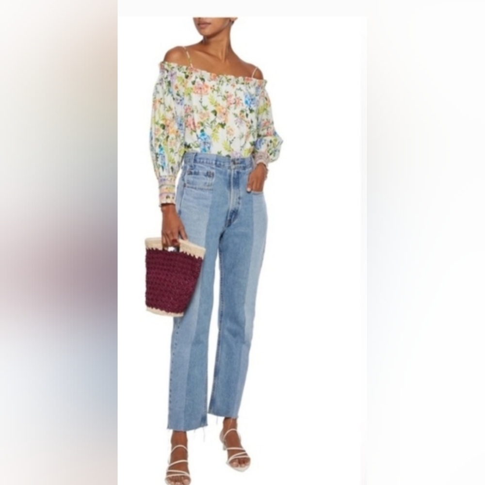 Alice + olivia tereza flora print off shoulder top Size Small - Picture 9 of 15